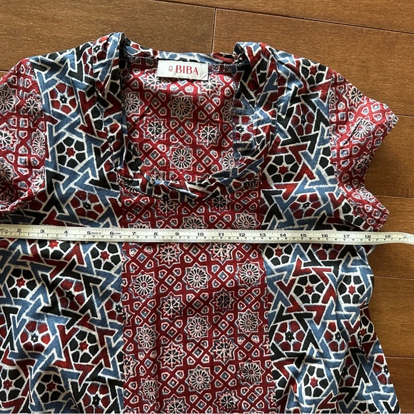 Biba 100% Cotton Printed Ajrakh Indian Dress Tunic Kurta. Chest: 36-37” Size S-M - Picture 8 of 9